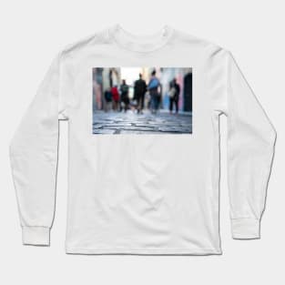 Background abstract street scene of people walking away taken in  Hosier Lane Long Sleeve T-Shirt